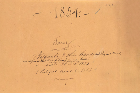 A handwritten page of the 1854 Treaty of Medicine Creek.